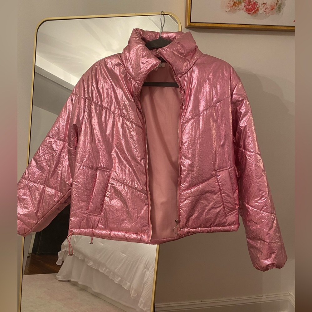 Pink puffer jacket